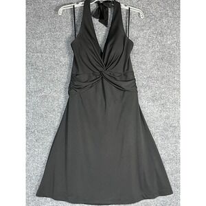 White House Black Market Halter Dress Midi Cocktail Party Black Size 6